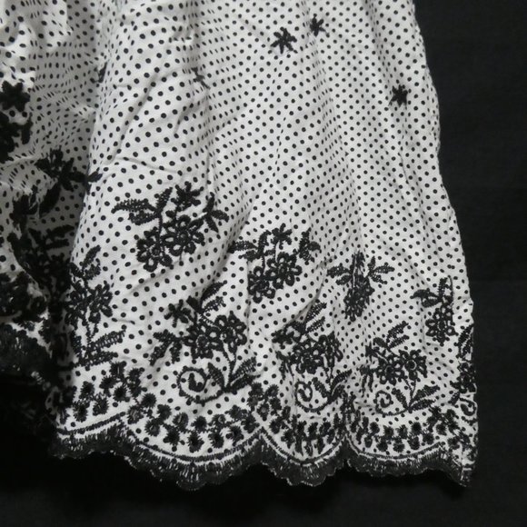 COSTA BLANCA | Black and White Polka Dot and Flower Stitched Skirt | 100% Cotton - Picture 8 of 15